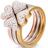 Heart Rings Crystal Flower Rings