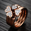 Heart Rings Crystal Flower Rings